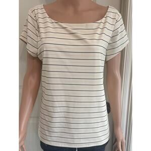 Worthington XXL Cream Stretch Pinstripe Blouse Top